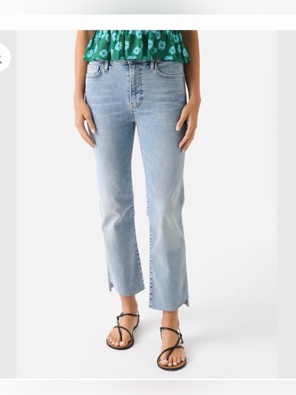 Frame Denim Le High Straight Crop Raw Cascade Hem Jeans in Light Wash 28 - Picture 8 of 14